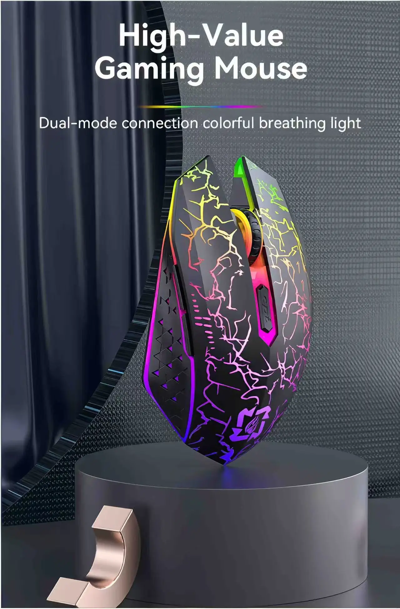 2.4G Bluetooth Wireless Mouse Rechargeable 7 Colors RGB LED Backlit Gaming Mouse Ergonomic Mice for Gamer Computer Laptop iPad