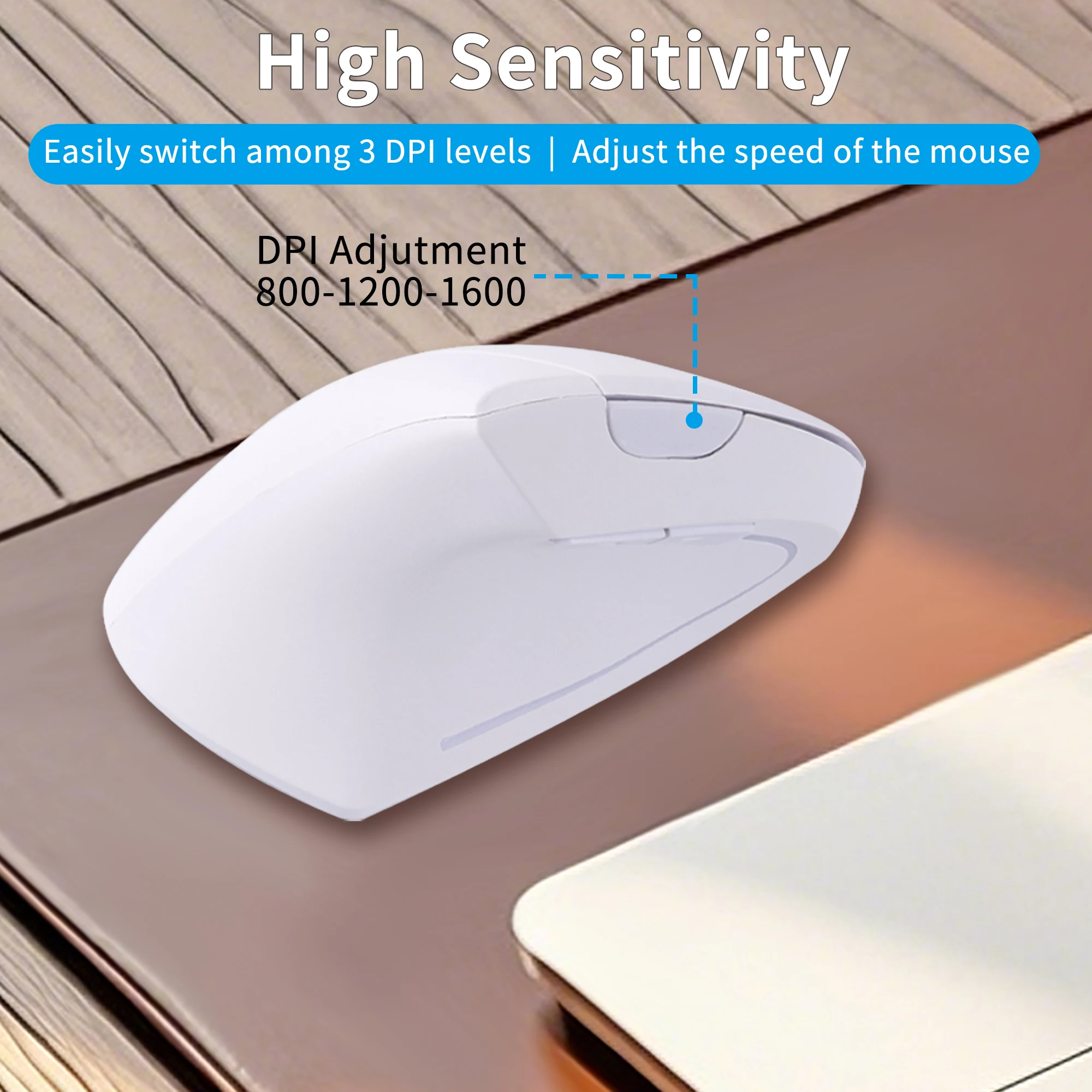 2.4G Left Hand Wireless Vertical Mouse Ergonomic Design High Precision Optoelectronic Portable USB Game Mice  For PC and Laptop