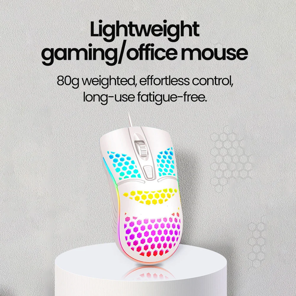 USB Wired Mouse RGB Luminous Gaming Mouse 1600DPI Desktop Laptop Mute Office Computer Wired Mouse for Windows PC & Laptop