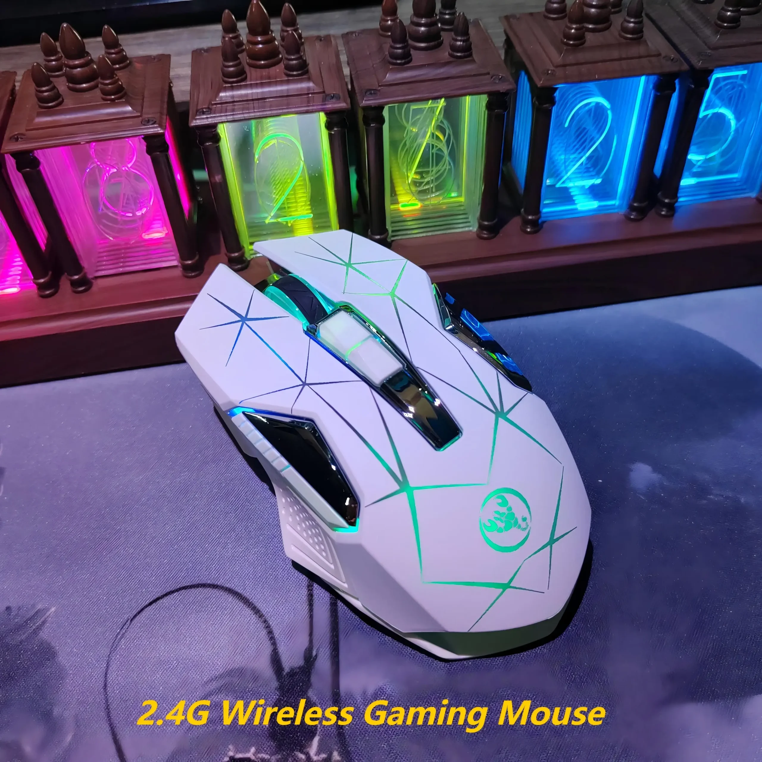 2.4G Wireless Gaming Mouse, Ergonomic 7-Key Optical Mouse with Colorful Backlight, USB-C Charging, for laptop Mac