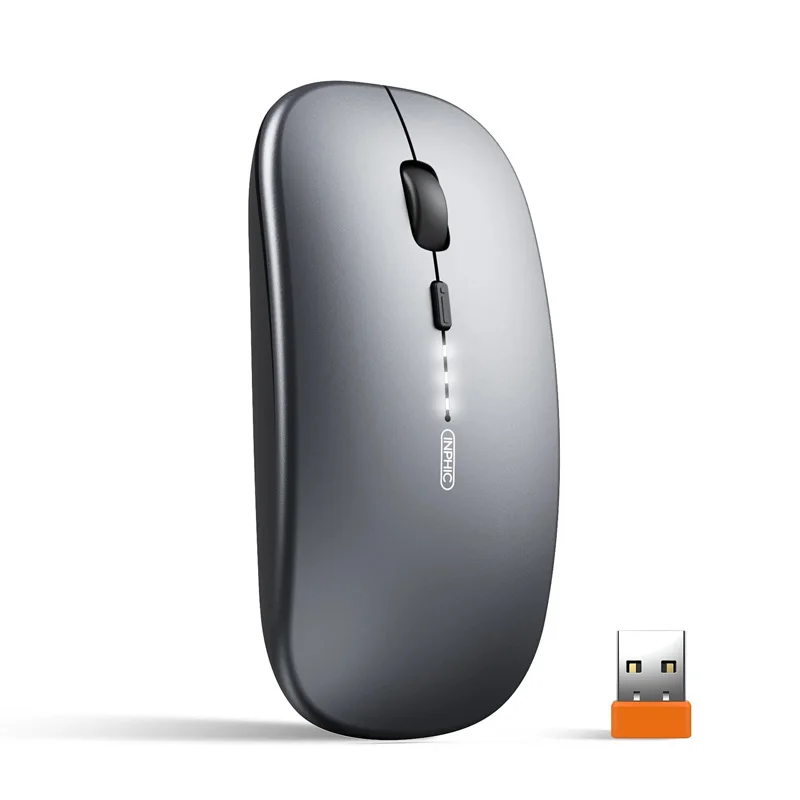 Inphic M1P Rechargeable 2.4G Wireless Mouse Battery Level Display Office Mute Mouse Ultra Thin Portable For Laptop