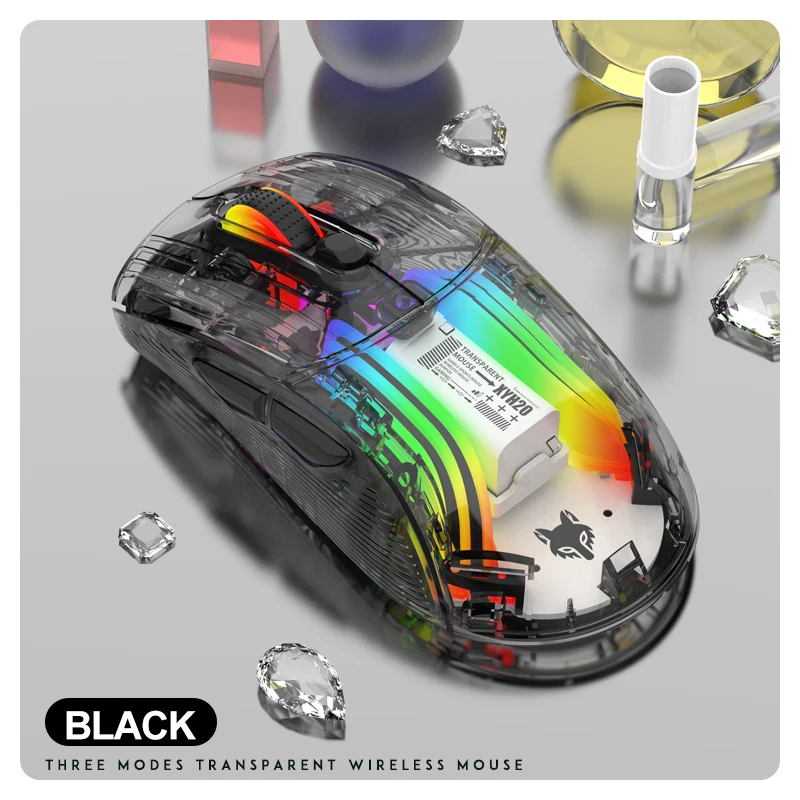 Seb4aecdcfb6b46ae8ee932427e65d468B.webp XYH20High-quality transparent RGB luminous game office wireless Bluetooth three-mode mouse 2.4G rechargeable