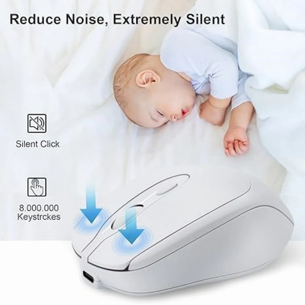 Rechargeable Silent Wireless Mouse - 2.4G+BT Dual Mode, Ergonomic Grip, Stable Transmission for Office Home Desktop