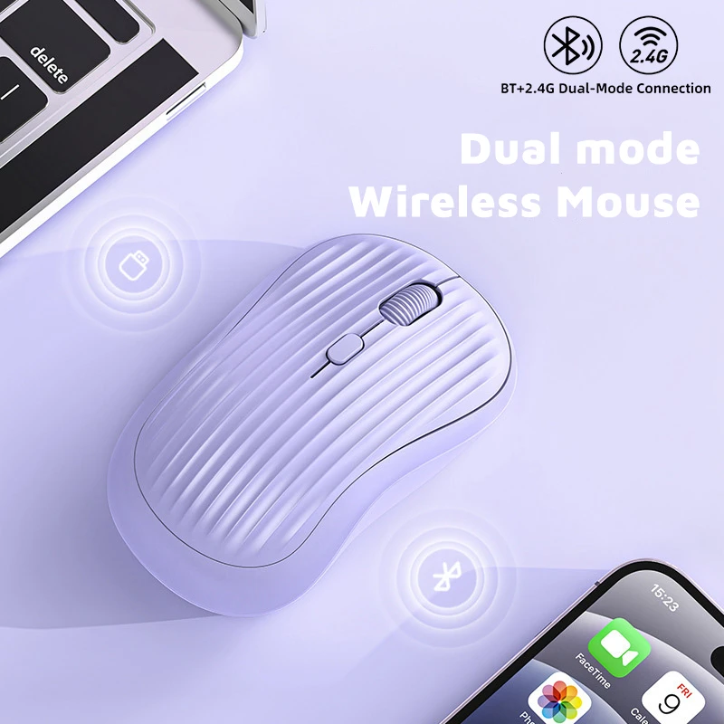 Type-C Rechargeable 2.4G Bluetooth Dual Mode Wireless Mouse Ergonomic Fashion Silent Mouse Desktop Laptop Tablet for iPhone iPad