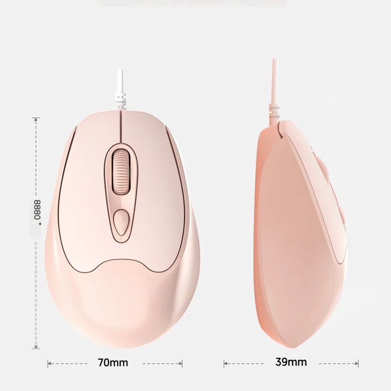Type-C Interface Wired Mouse Suitable for Computer USB-C Peripherals Office Gaming Mice Mute Ergonomic 1600DPI Mause Girl Gifts