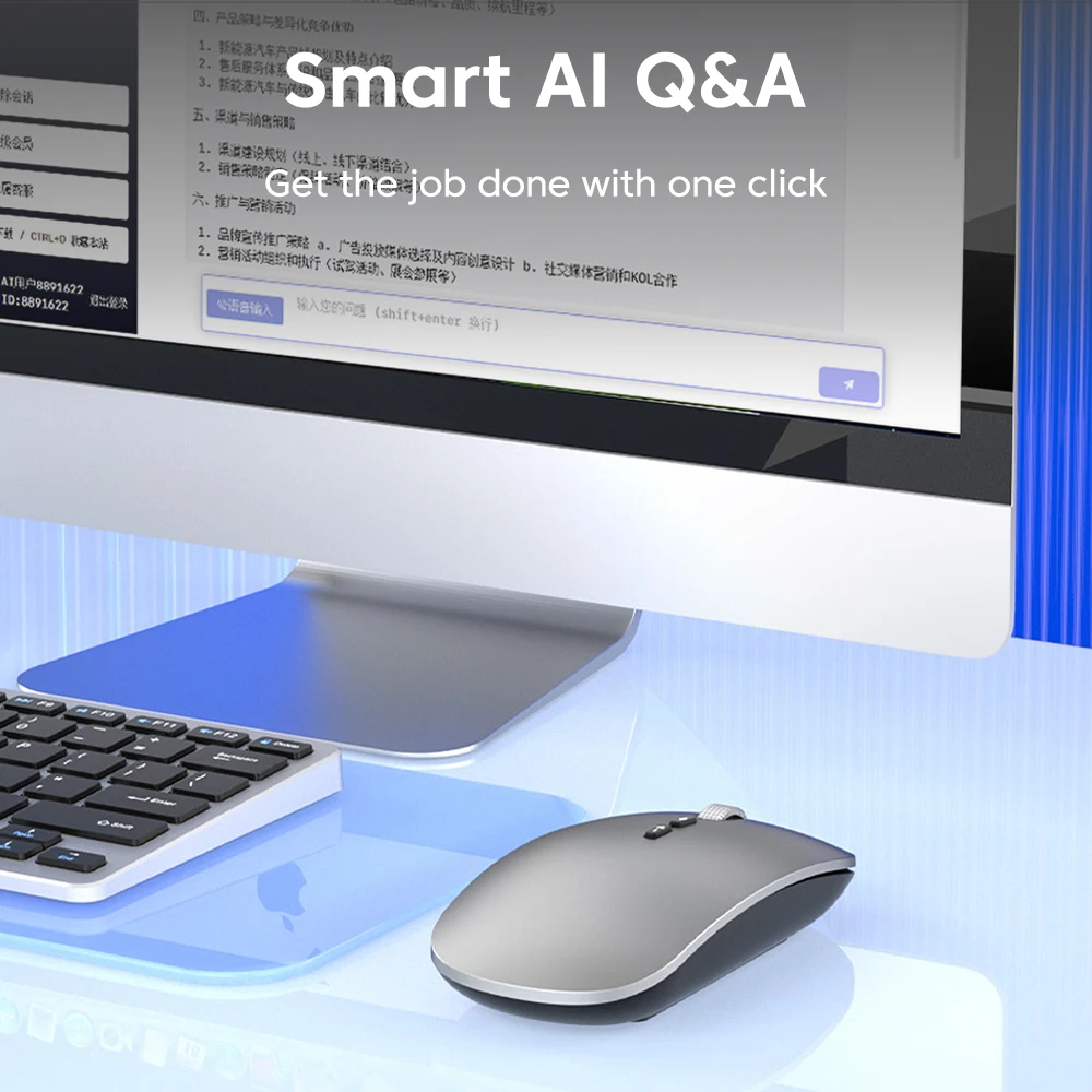 AI Intelligent Voice Mouse Rechargeable Wireless Mouse Portable Manual Bluetooth Dual-mode Office Game Mute Computer Notebook