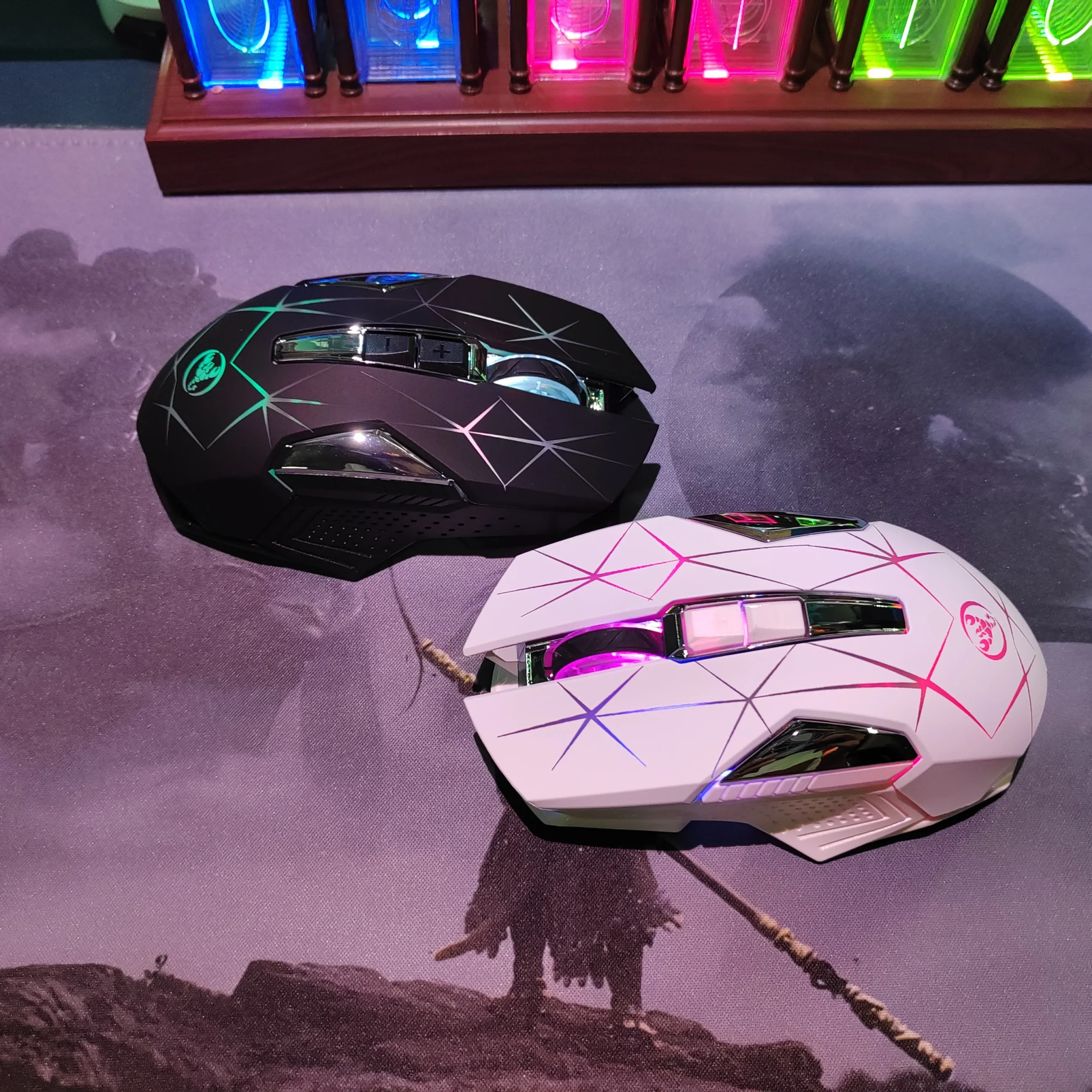 2.4G Wireless Gaming Mouse, Ergonomic 7-Key Optical Mouse with Colorful Backlight, USB-C Charging, for laptop Mac