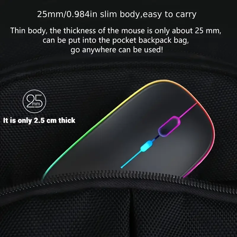 Wireless Rechargeable Mouse With LED Backlight  Bluetooth Gaming Mouse Suitable For MAC/Laptop/PC/Windows