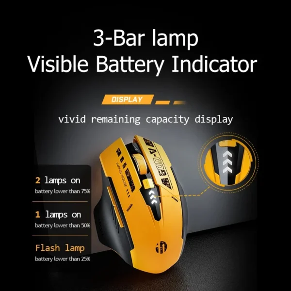 2.0 Bumblebee Wireless Gaming Mouse Rechargeable Ergonomic Bluetooth Silent Mouse, Suitable for PC Laptops