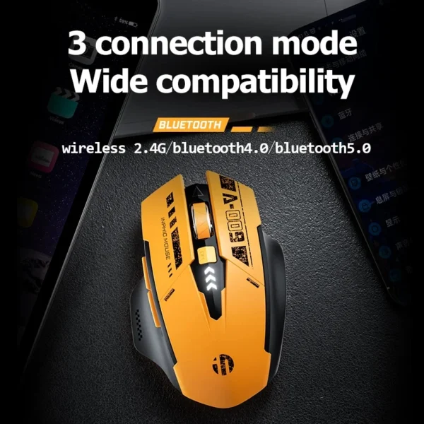 2.0 Bumblebee Wireless Gaming Mouse Rechargeable Ergonomic Bluetooth Silent Mouse, Suitable for PC Laptops