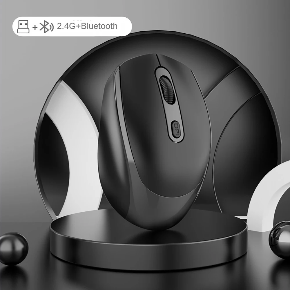 Rechargeable Bluetooth-compatible Wireless Mouse 2.4G Optical Mice with USB RGB 1600DPI Mouse for Computer Laptop PC Mute Mouse