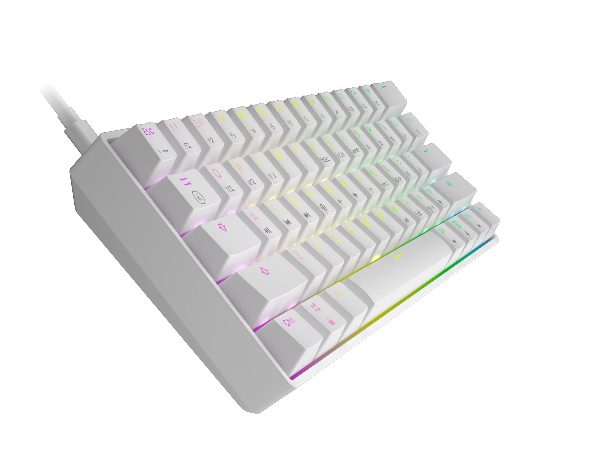 HK GAMING GK61 Mechanical Gaming Keyboard | 61 Keys RGB  Backlit for PC/Mac ( White, Gateron Optical Black)