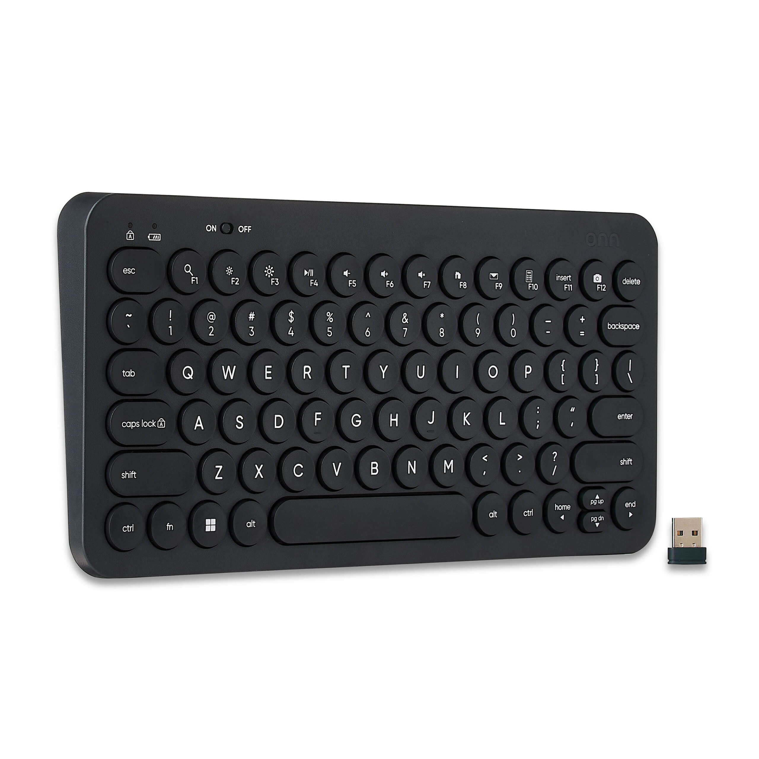 Mini Compact Wireless Office Keyboard USB Receiver, 78 Keys, Grey