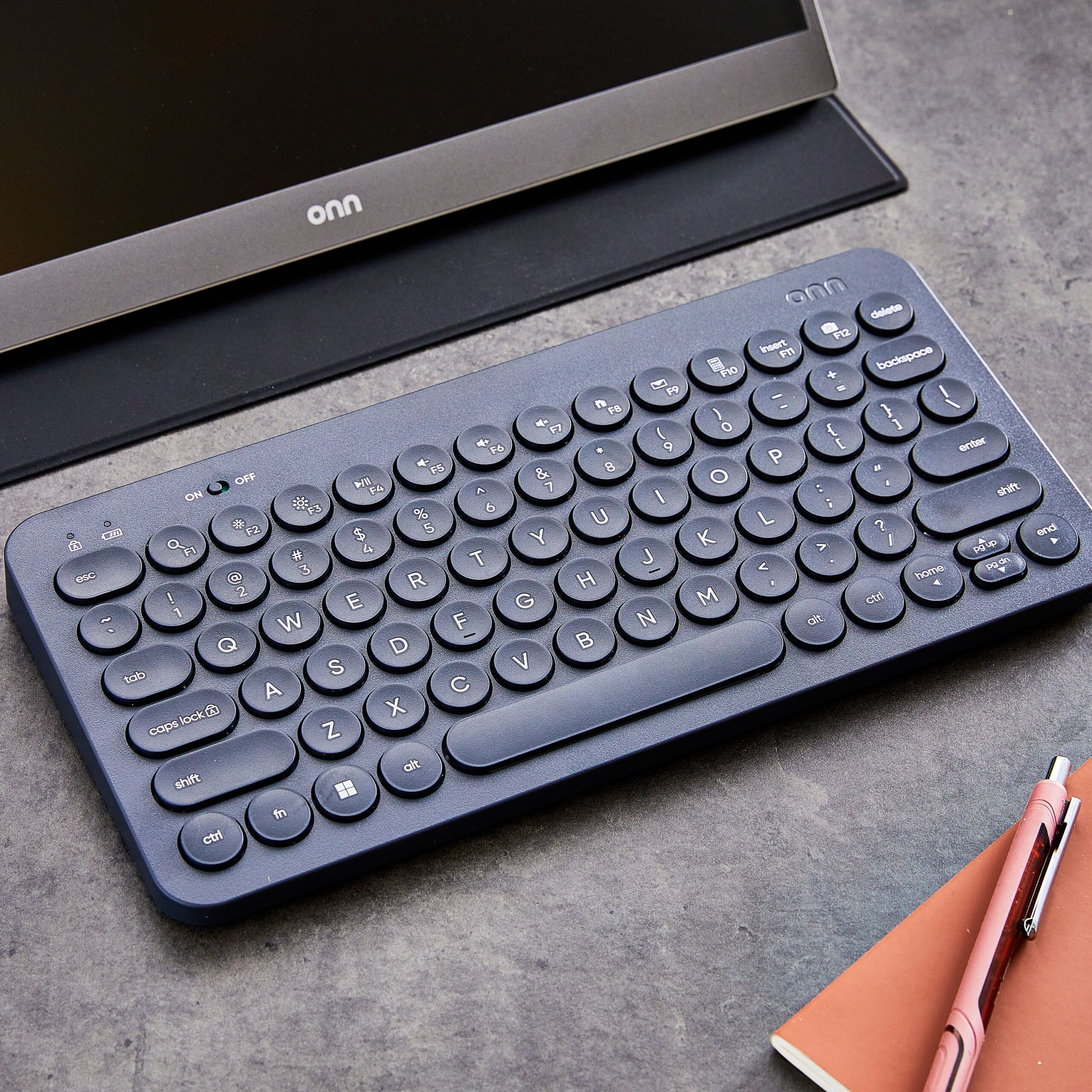 Mini Compact Wireless Office Keyboard USB Receiver, 78 Keys, Grey