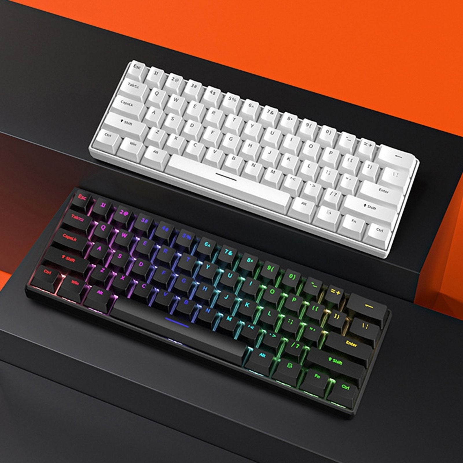 Mechanical Keyboard 61 Keys Mixed Light Hot Swap Keyboard Office Accessories Gaming Keyboard White Red