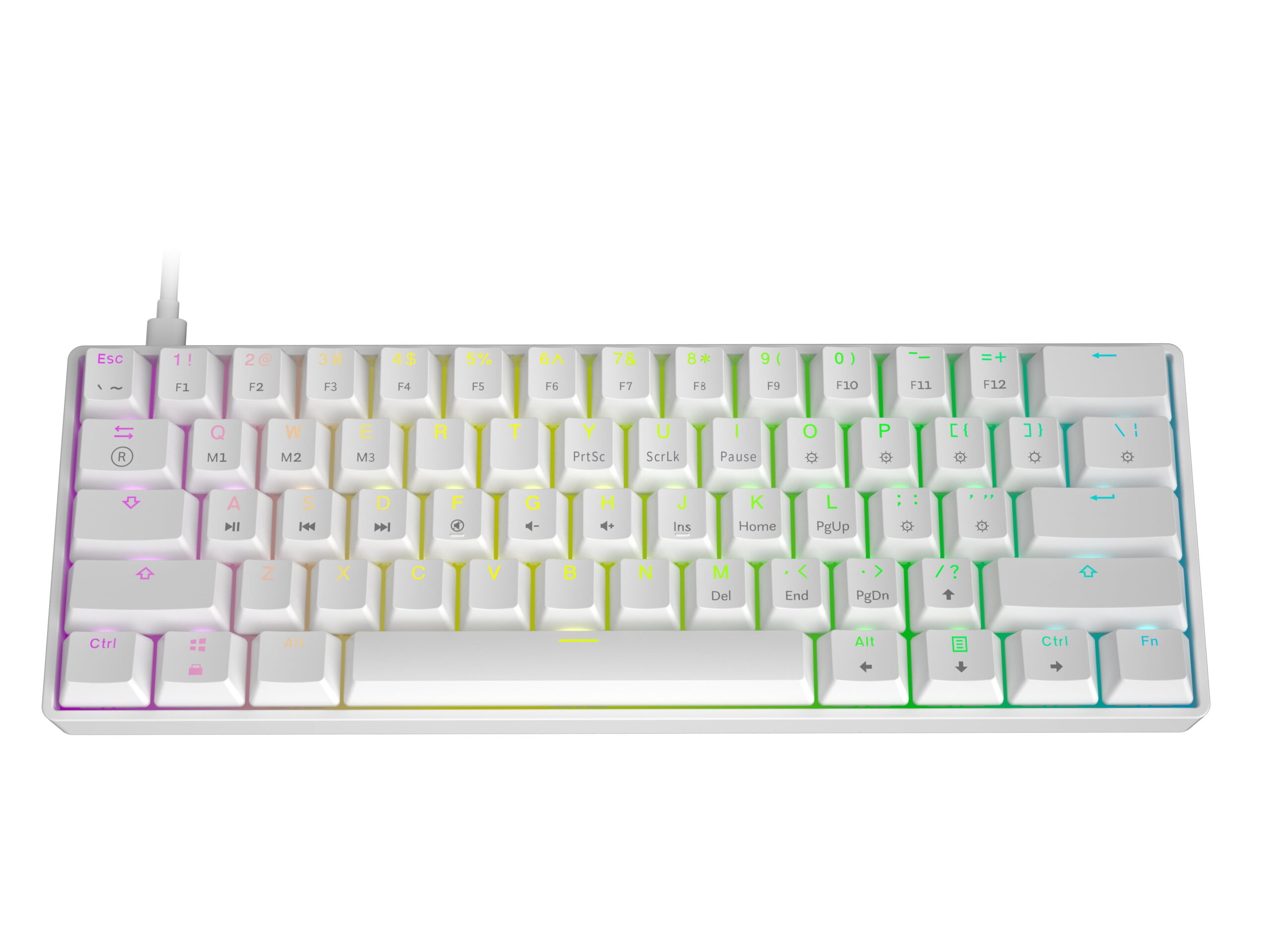 HK GAMING GK61 Mechanical Gaming Keyboard | 61 Keys RGB  Backlit for PC/Mac ( White, Gateron Optical Black)