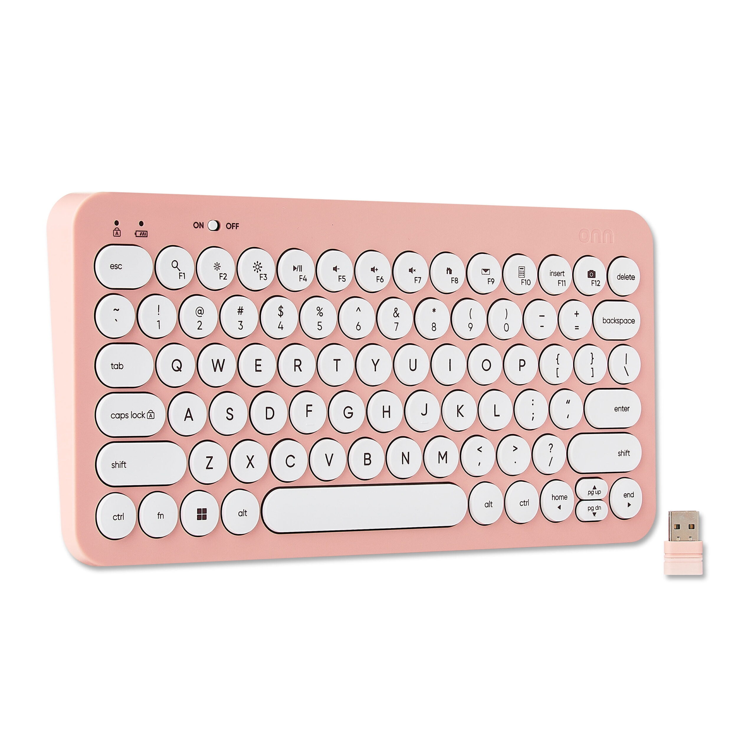 Mini Wireless Office Keyboard with USB Receiver, Pearl Blush Pink