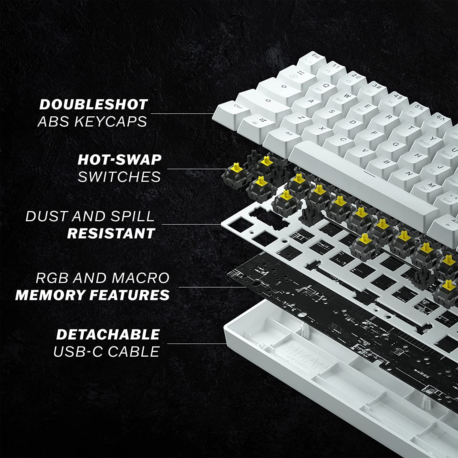 HK GAMING GK61 Mechanical Gaming Keyboard | 61 Keys RGB  Backlit for PC/Mac ( White, Gateron Optical Black)