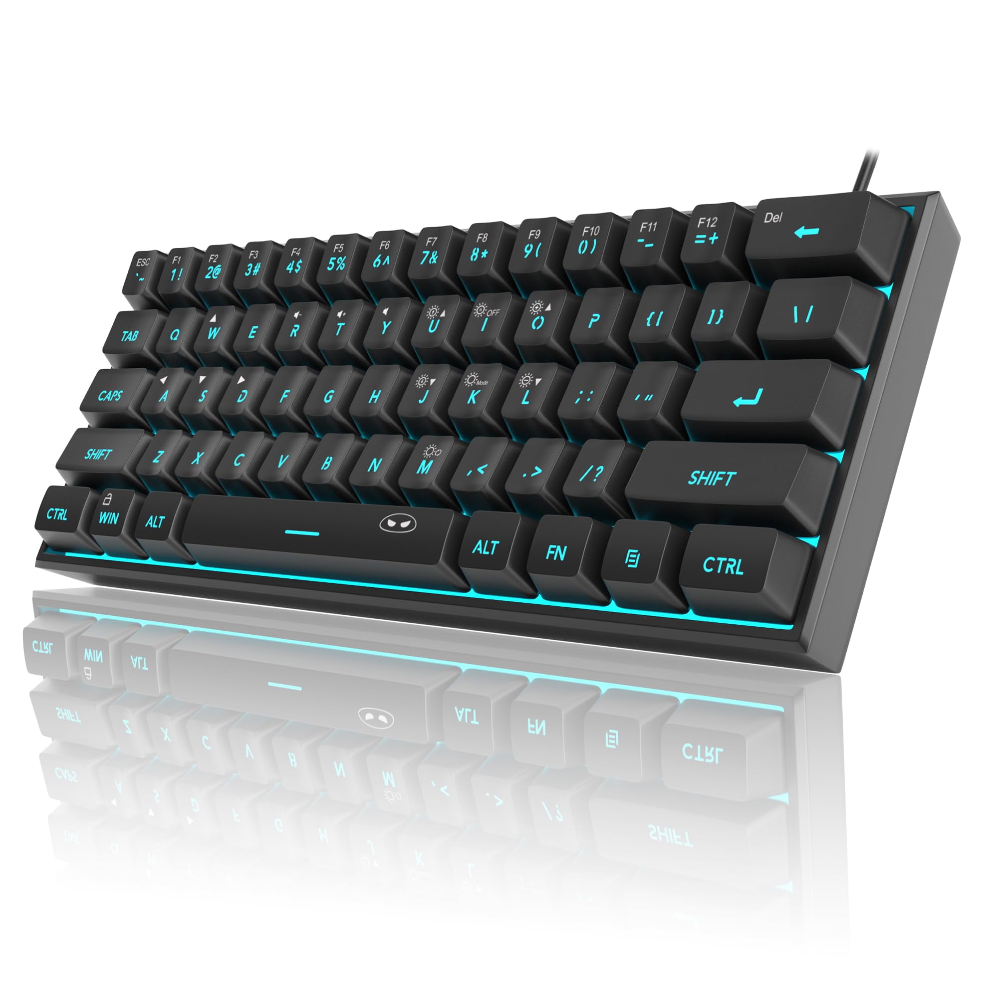 Mini Gaming Keyboard, 60% Percent Keyboard, 61 Keys Mechanical Feel, Compact Rgb Backlit