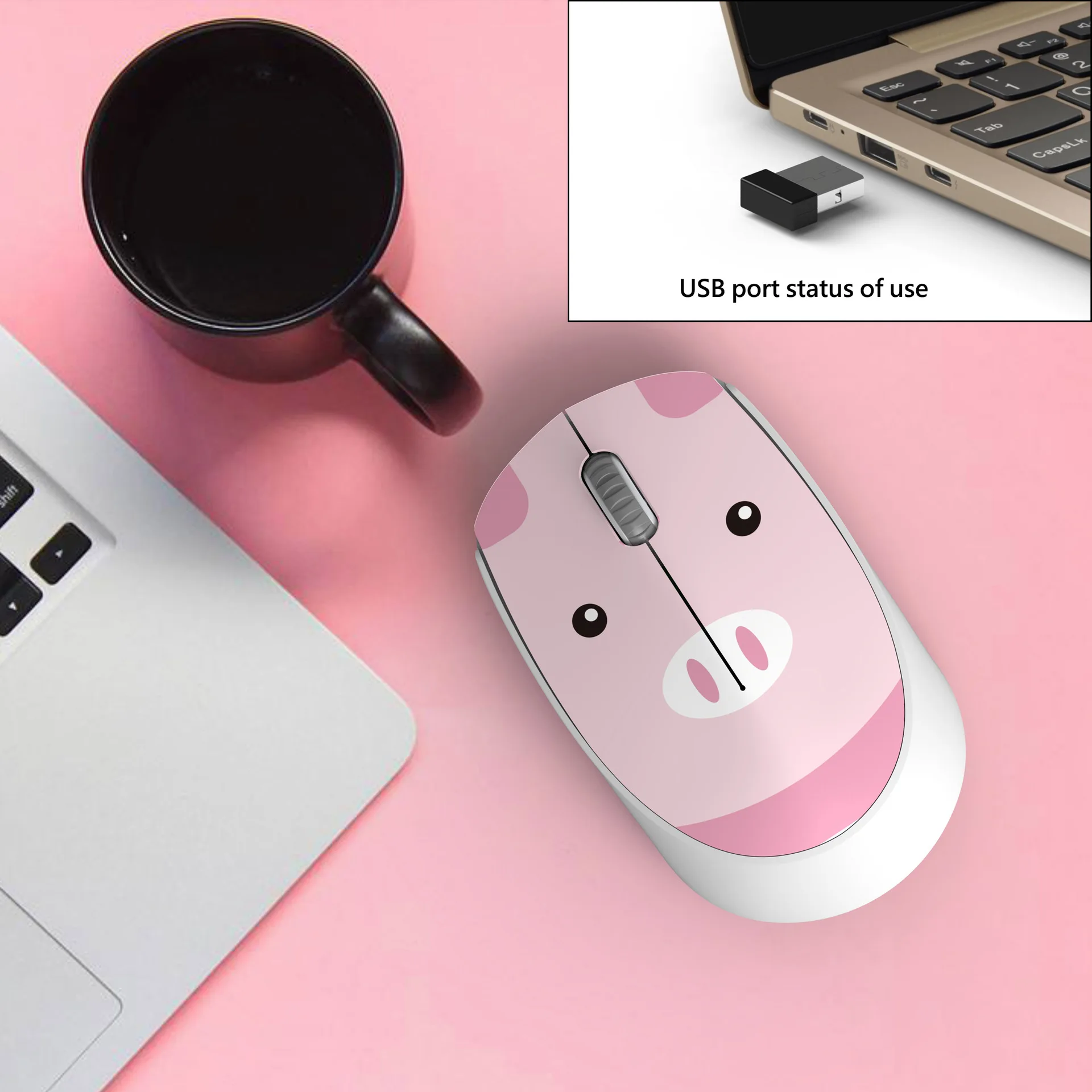 Cute Pink Mouse 2.4G Wireless USB Mini Rechargeable Ergonomic Gift Mause Cartoon Computer Silent Click Optical Mice for Kids