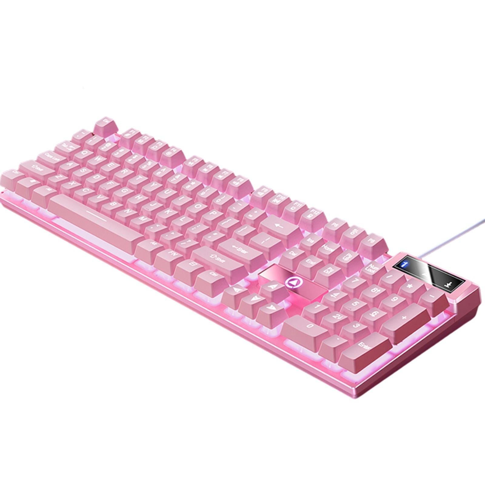 Mechanical Gaming Keyboard USB LED Lighting for Game Office , , 435x130x25mm Pink White