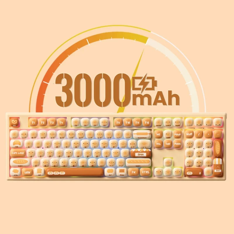 MonsGeek MG108B Bun Wonderland Wireless Mechanical Keyboard MOG Profile RGB 108 Keys Full Size Hot Swap USB / 2.4G / BT 5.0