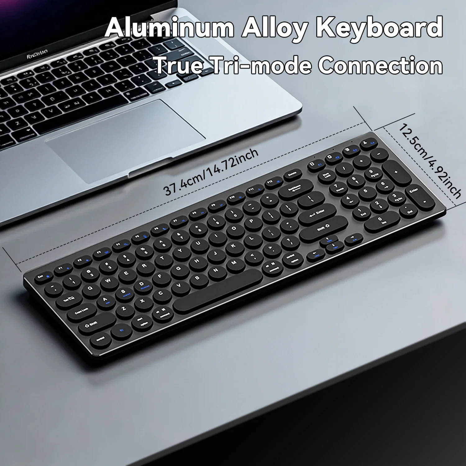 98-Key Ultra-Thin Aluminum Silent Keyboard with Scissor-Switch, Tri-Mode BT/2.4G/Type-C Connectivity&Ergonomic Design for Typing