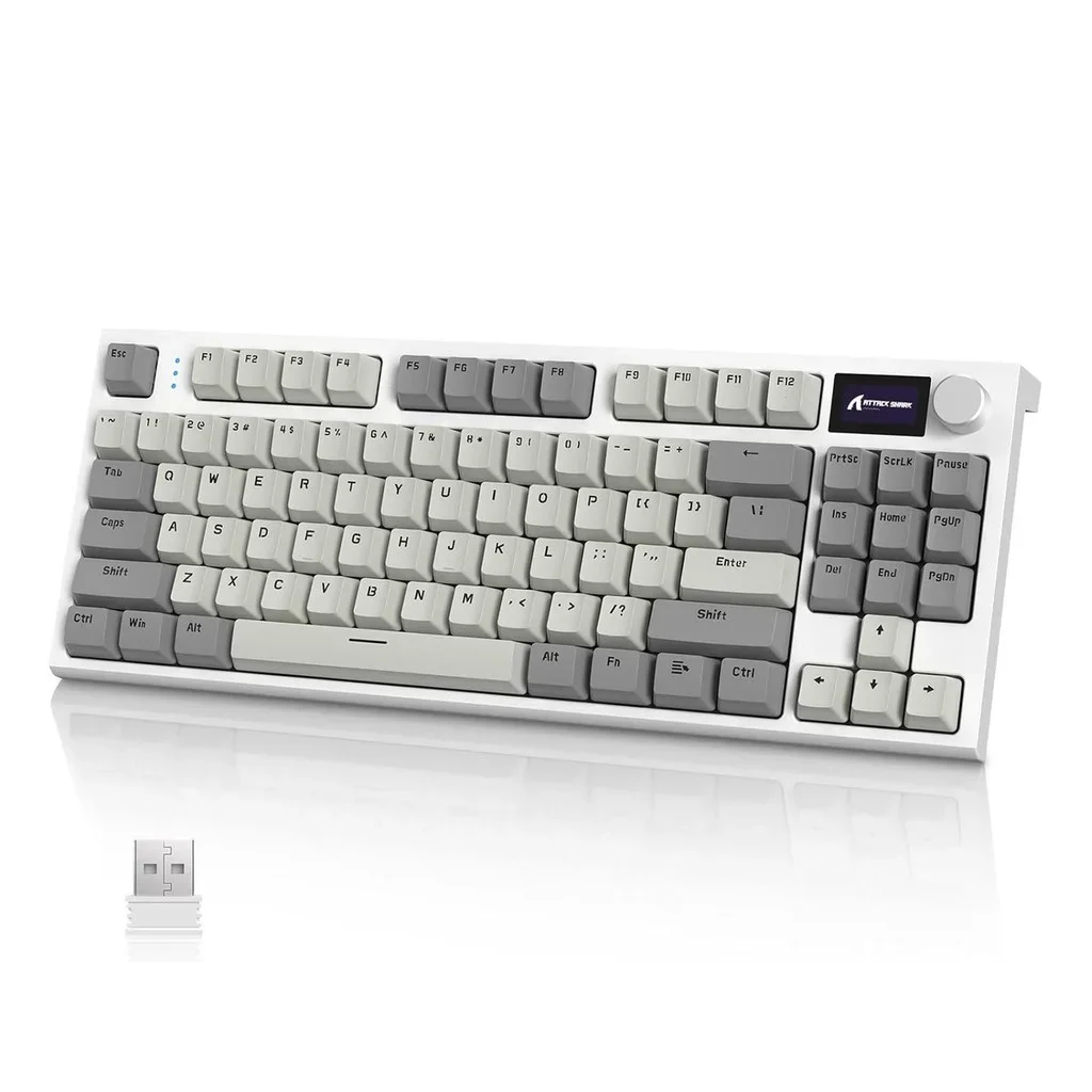 Attack Shark K86 Wireless Mechanical Keyboard - Metal Knob Gasket Mount Hot-Swappable TFT Screen Bluetooth/2.4G/USB-C