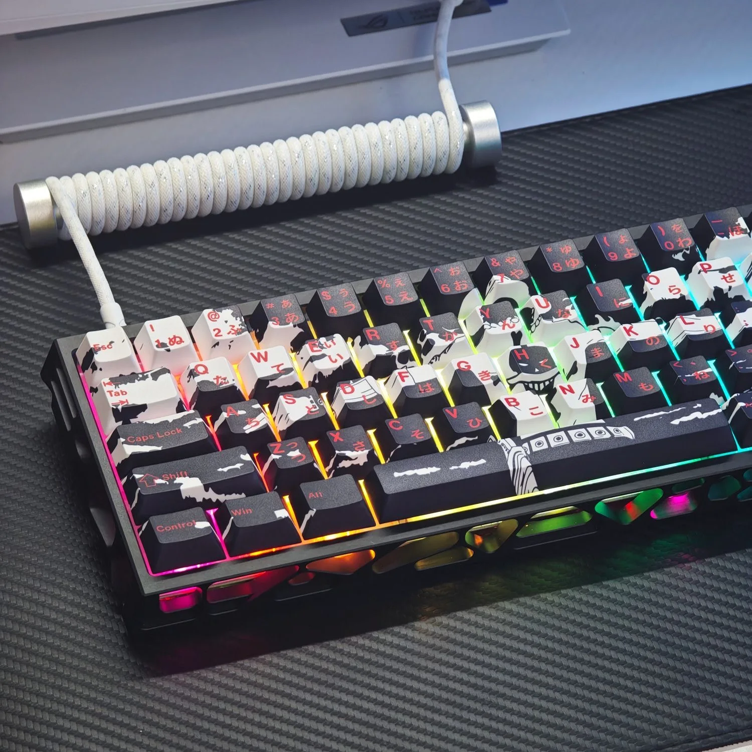 73 Keys Ace Keycaps Anime Key Cap Set Cherry PBT Engraved Side Light Transmission 74 Keys for Mechanical Keyboard 61/65/68