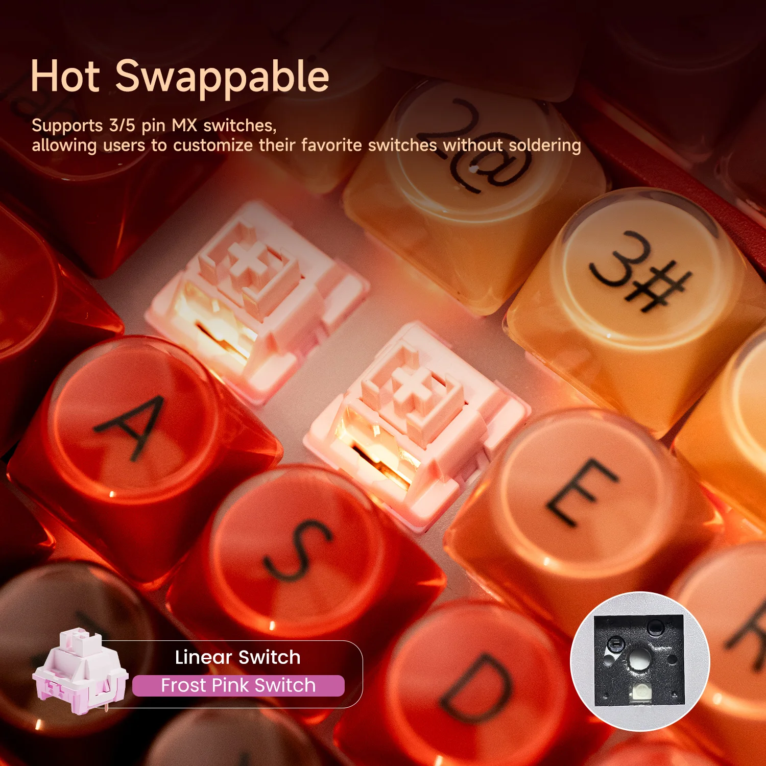 5075 X Veekos K75 Gaming Mechanical Keyboard Keyboard 75% RGB 3/5-Pin Hot Swap Wired Customized Keyboard with Knob Gasket