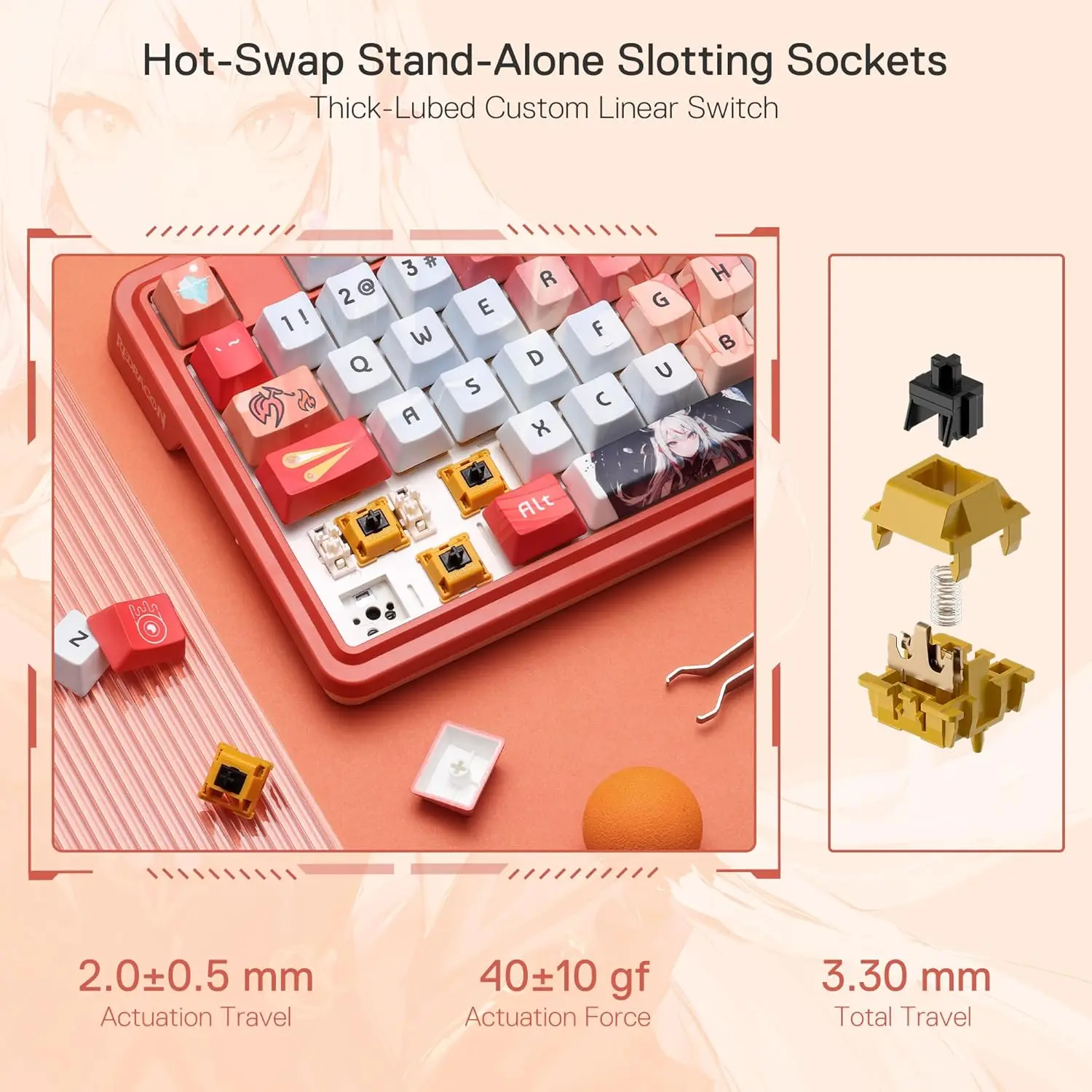 K673 PRO SE 81 Keys Wireless RGB 3-Mode Anime Mechanical Hot-Swap Socket Gaming Keyboard, Custom Hi-Fi Linear Switch