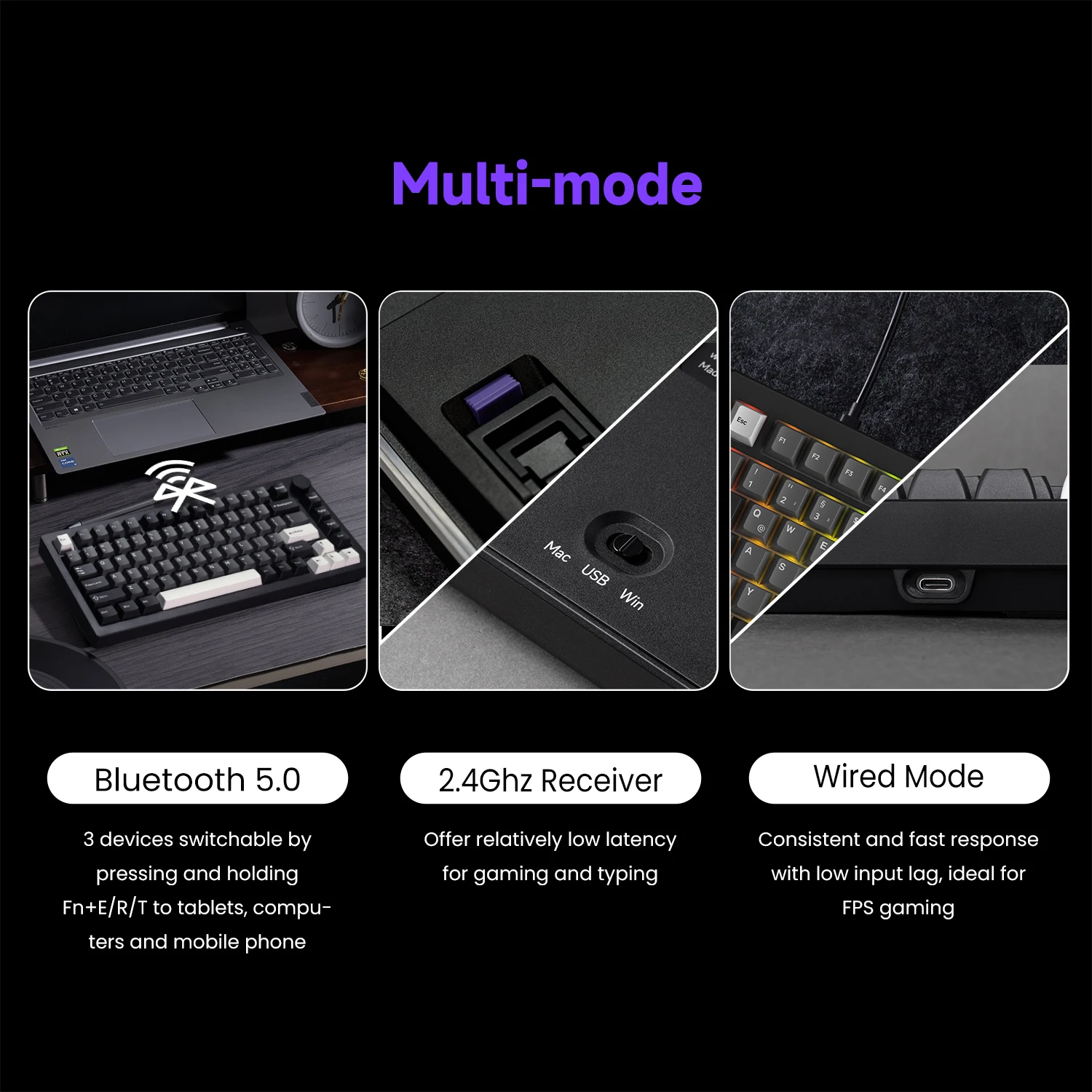 5075 V3 75% Mechanical Keyboard 8000/10000mAh 2.4GHz Wireless/ Wired Type-C/BT 5.0 Hot Swap RGB Gasket for Gaming Typing