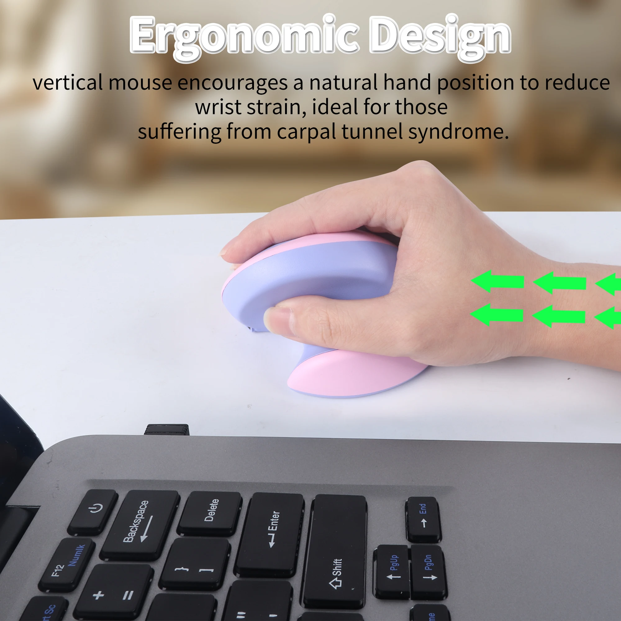 Wireless Vertical Dual-mode Mouse Rechargeable Mini Small Hand Ergonomics Design Mute Button Office Use Portable Kid Or Woman