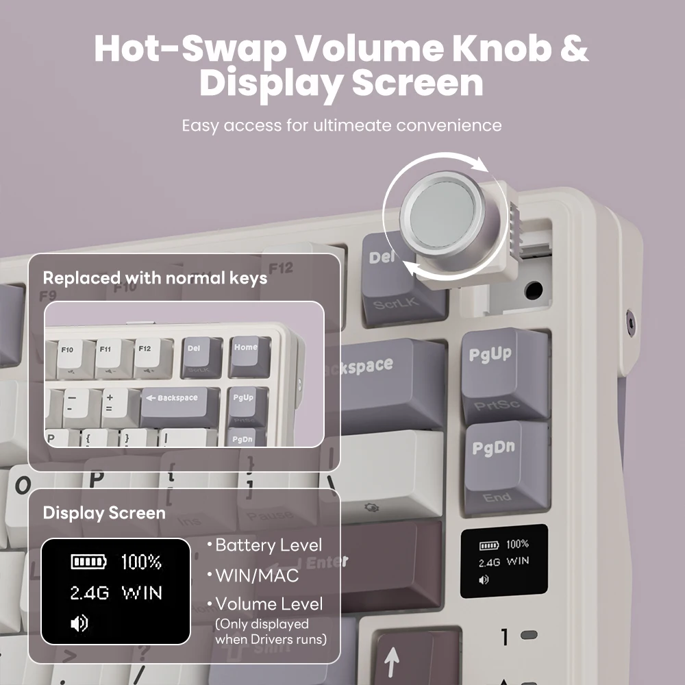 ROYAL KLUDGE L98 Gasket Wireless Mechanical Keyboard Left-Handed 95% Tri-Mode BT/2.4G/USB-C RGB Hot Swappable Gaming Keyboard