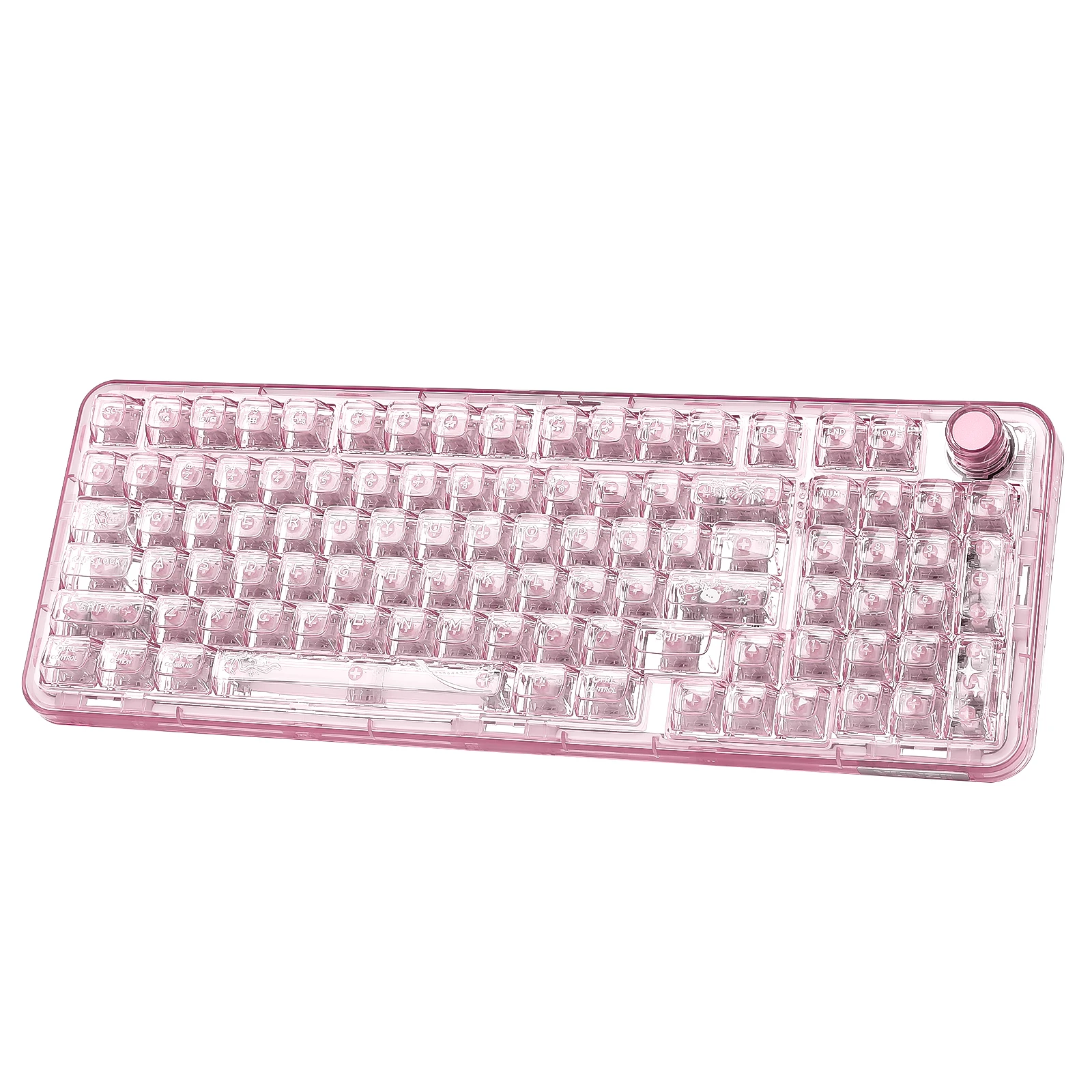 S2d5f00ece6d44da19fc088a4563ac782F.webp X98 Pink QMK/VIA Wireless Transparent RGB Keyboard, Hot-Swap Gasket Mechanical Gaming Keyboard, Pre-lubed Knob Keyboard