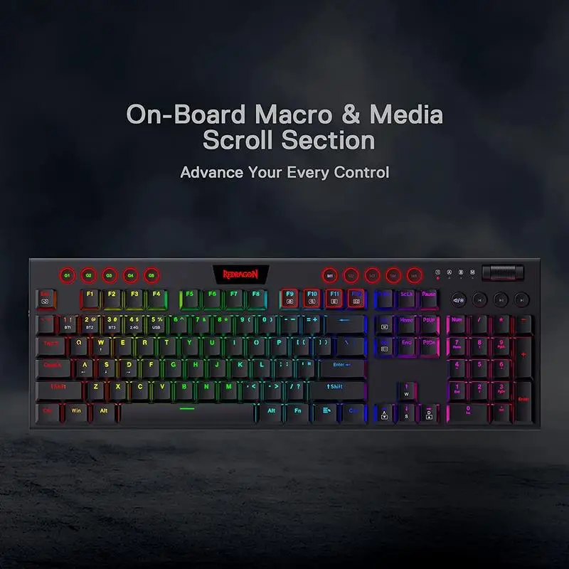 K618 Horus Wireless RGB Mechanical Keyboard, Bluetooth/2.4Ghz/Wired Tri-Mode Low Profile Gaming Keyboards