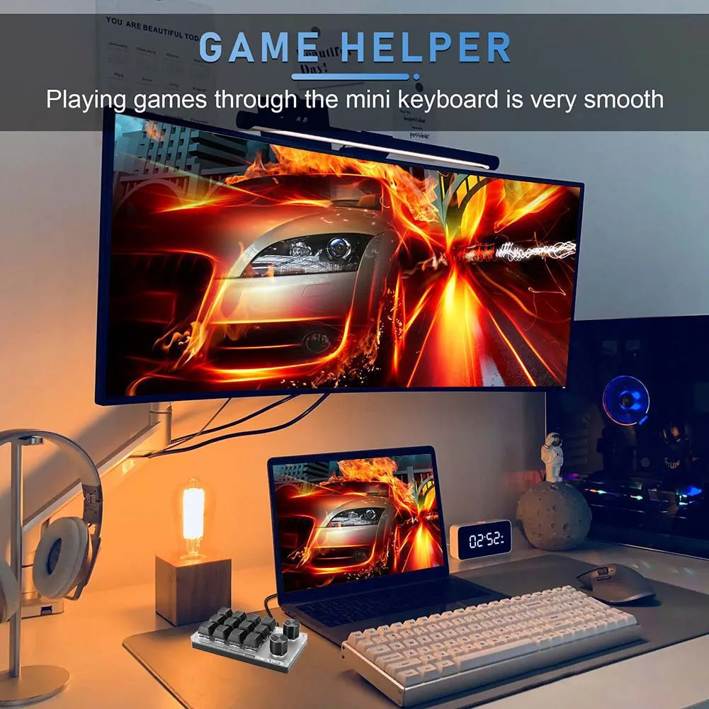 Macro Keyboard 12 Key 2 Knob Custom Programming Mechanical Keyboard Hot swap Custom Keypad One-handed Mini Gaming Keyboard