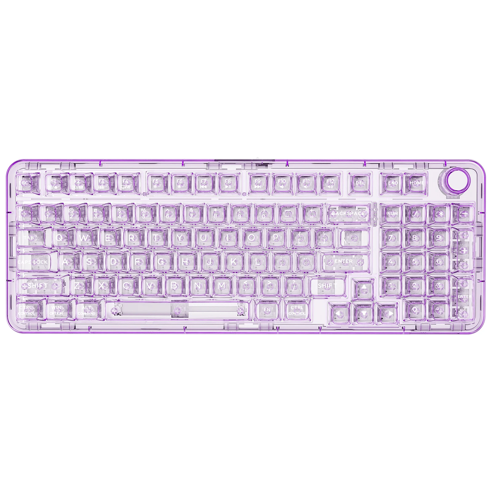 S39190c1e67ca40f5bd86e295178ad949E.webp X98 Pink QMK/VIA Wireless Transparent RGB Keyboard, Hot-Swap Gasket Mechanical Gaming Keyboard, Pre-lubed Knob Keyboard