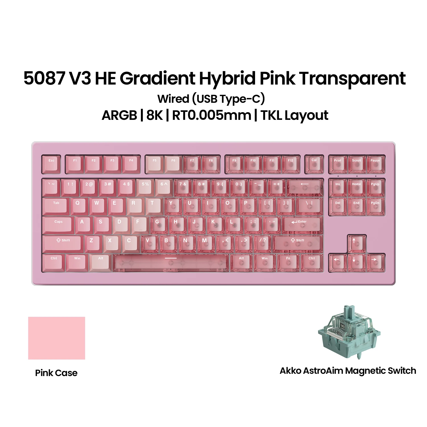 S392f02d4602a419489b34a6a21fcd2dea.webp 5087 V3 HE Magnetic Keyboard 80% TKL Layout Rapid Trigger 0.005mm 8K Polling Rate TypeC Wired Custom Gaming Keyboard