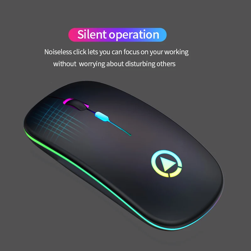 Wireless Mouse Rechargeable Silent LED Backlit Mice PC Laptop Computer Mous 2.4Ghz Receiver Optical Mice