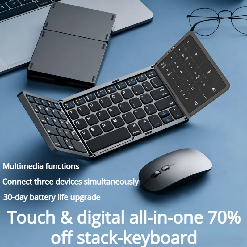 S5045ba663405407c89c00aab7f2d47b9B.webp 2026 New Three-Fold Folding Bluetooth Keyboard With Touchpad Portable Foldable Keyboard For PC Mac Smartphone IPad