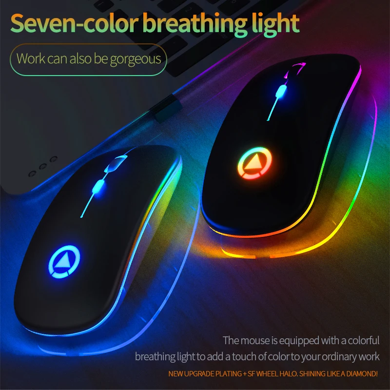 Wireless Mouse Rechargeable Silent LED Backlit Mice PC Laptop Computer Mous 2.4Ghz Receiver Optical Mice