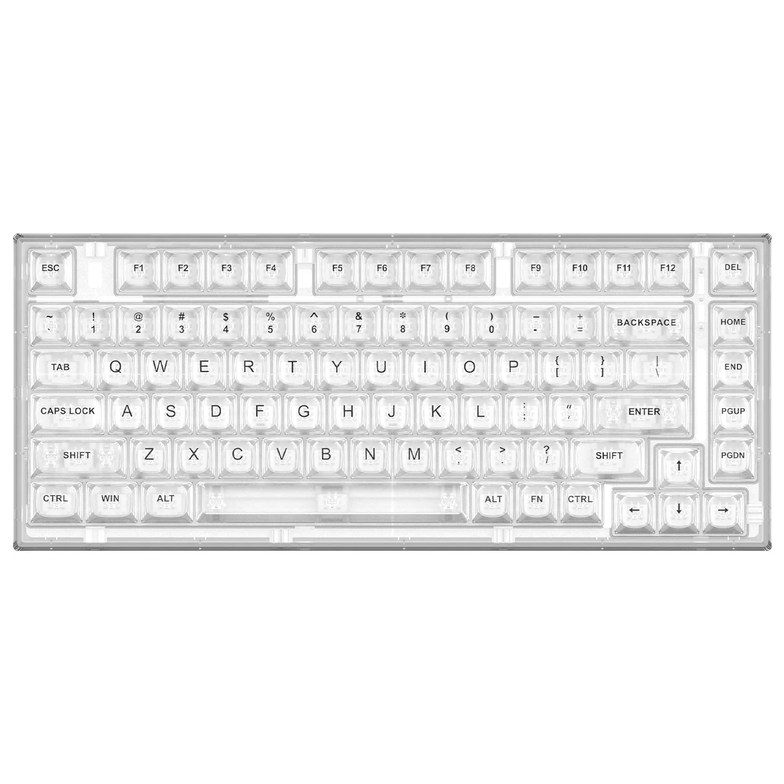 S58195e9cb843473ab07dca21a2fb5d12i-1.webp X75 White 82 Keys Hot Swappable Wired Gasket Transparent Mechanical Keyboard