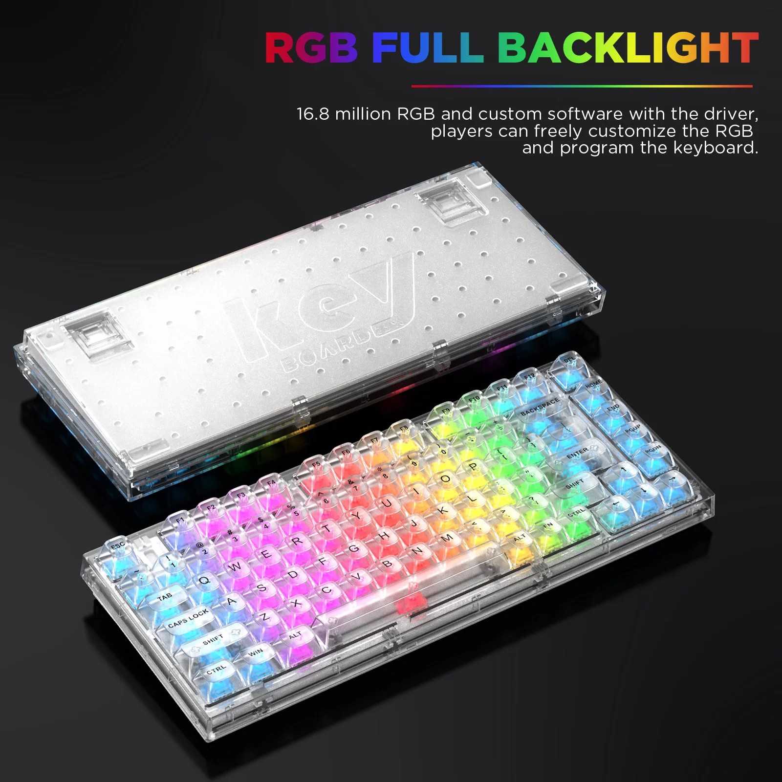 X75 White 82 Keys Hot Swappable Wired Gasket Transparent Mechanical Keyboard