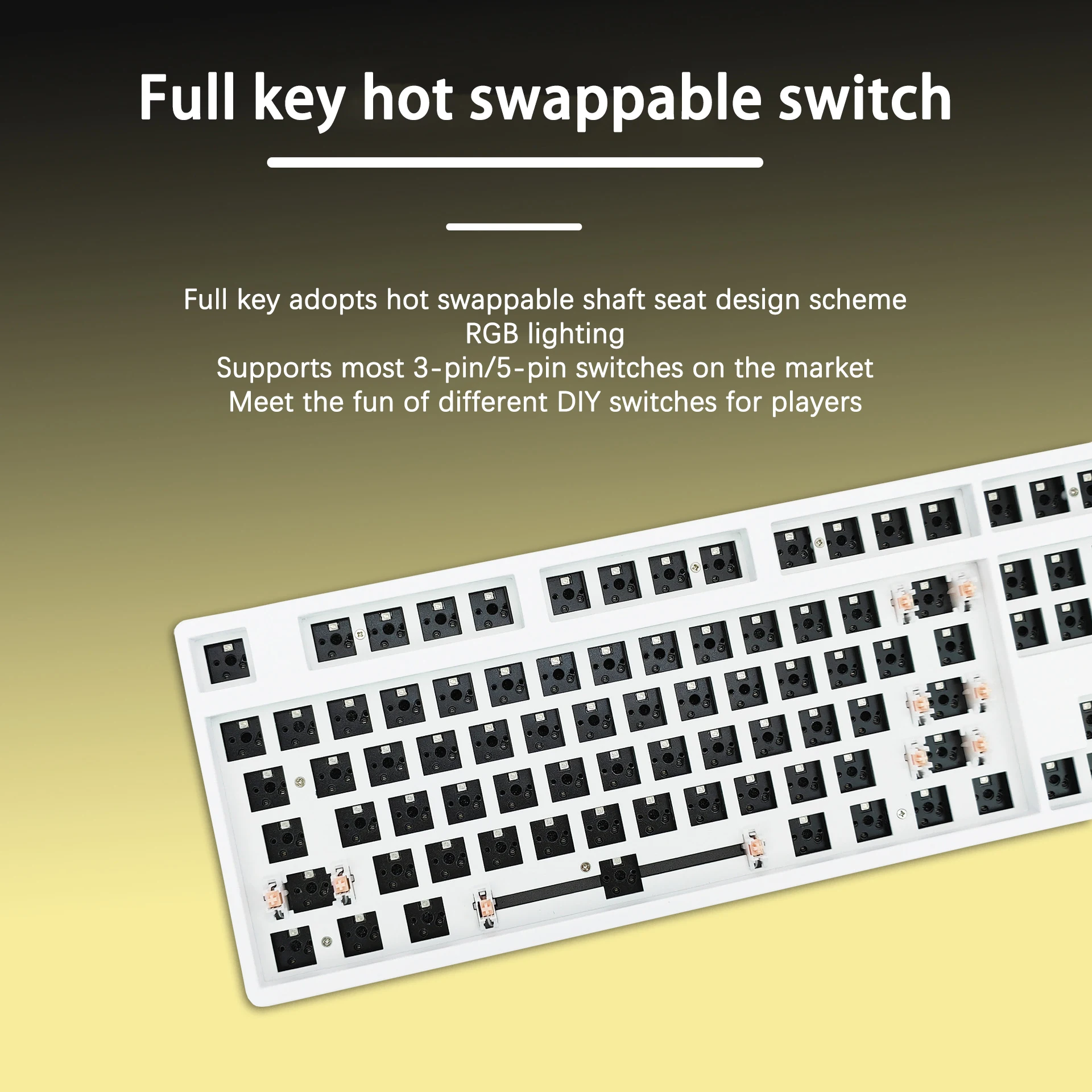 108 keys Mechanical Keyboard KIT 3-Mode Wireless Bluetooth RGB Hot Swappable Gasket Customization Keyboard Gaming Keyboard KIT