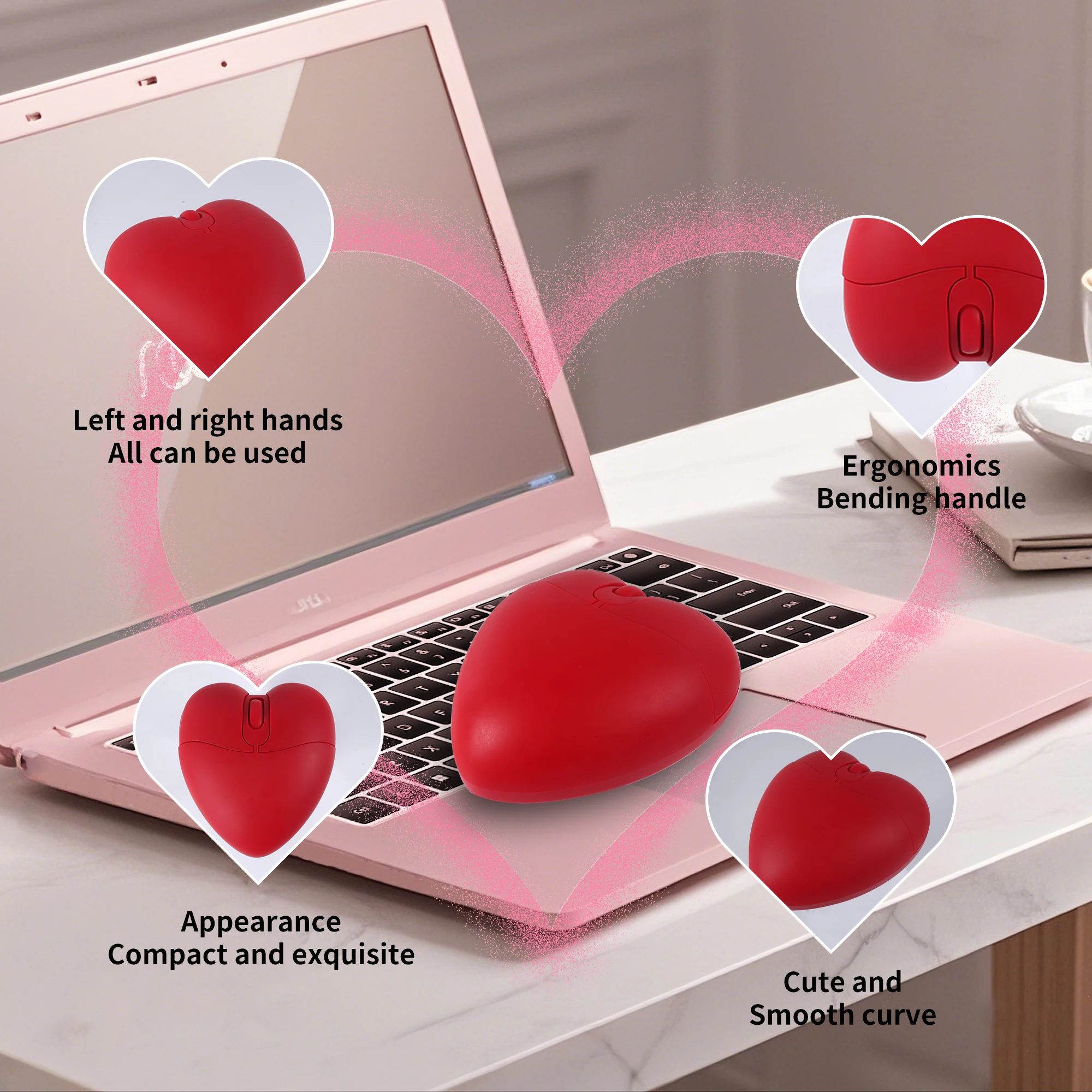 Love Mouse Wireless Or Wired Light Weight 2.4G Bluetooth Dual-mode Portable Ergonomics Design Computer Parts Office Use Mause