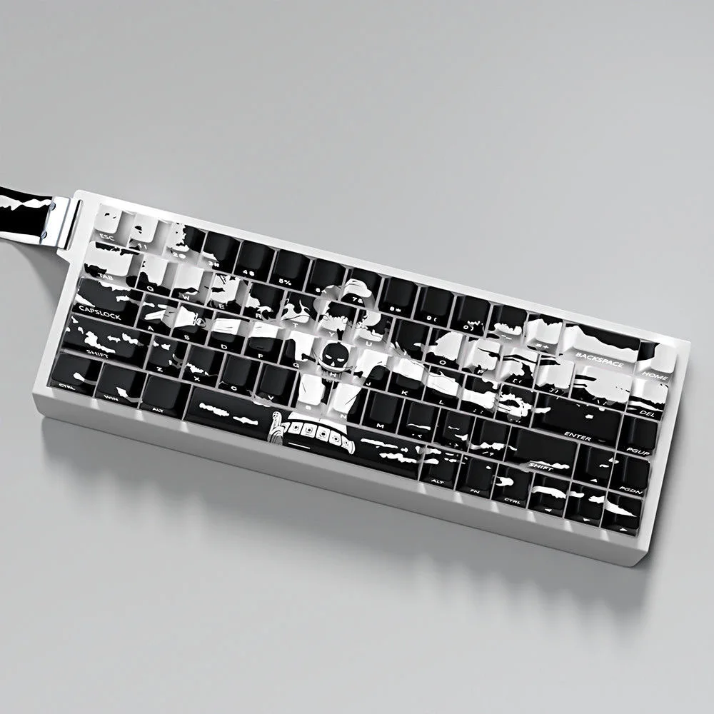 73 Keys Ace Keycaps Anime Key Cap Set Cherry PBT Engraved Side Light Transmission 74 Keys for Mechanical Keyboard 61/65/68