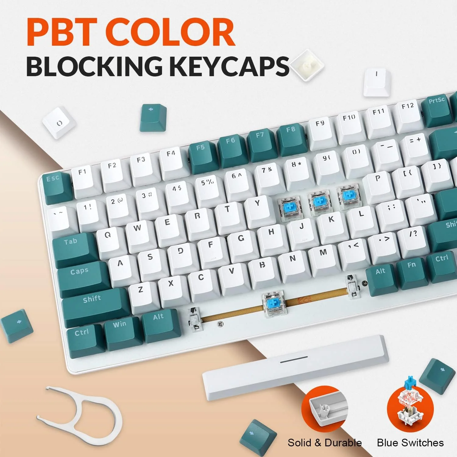 LANG K3 Mechanical Gaming Wired Keyboard,LED Rainbow Backlit 98 Keys Full Anti-ghosting,Ergonomic Durable ABS Mixed Color