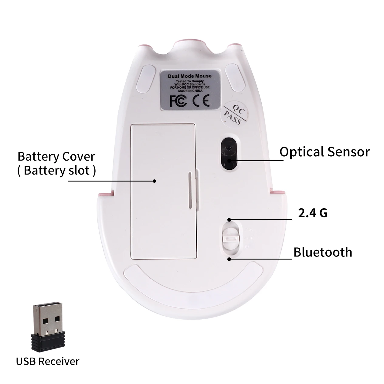 2.4G+ Bluetooth Dual-mode Cute Piggy Design Shape Mouse Optical Ergonomic Silent Mice Laptop Desktop PC Universal For Kid Gifts