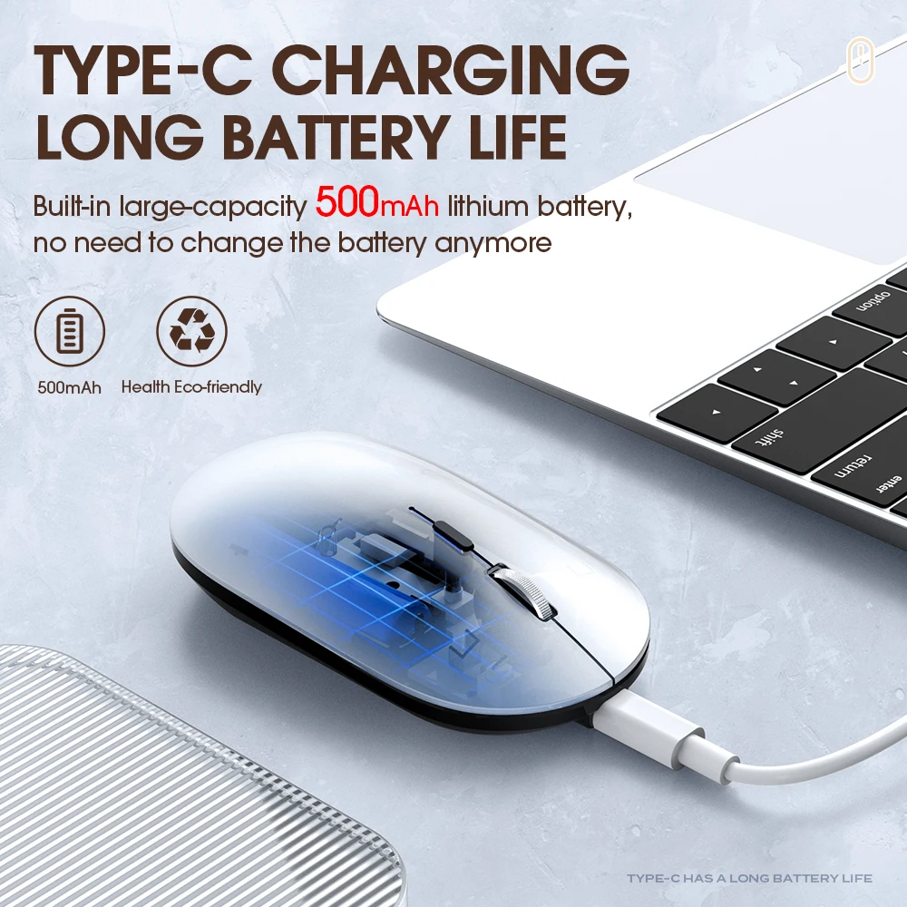 Wireless  bluetooth Mouse Silent Rechargeable Mice Bluetooth Mouse for Laptop Computer Desktop PC MacBook Mac IPad IPhone Tablet